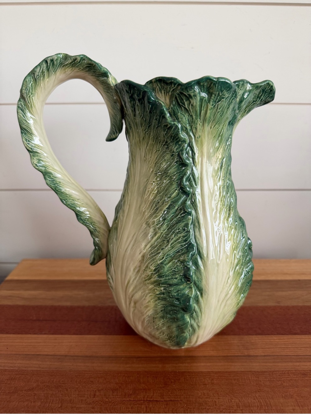 Vintage Retired Fitz & Floyd Ceramic Cabbage Leaf Pitcher